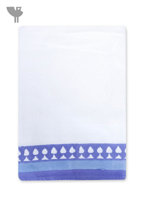 Handloom Cotton Bath Towel With Block Print Border